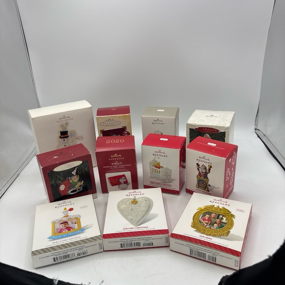 Lot Of 11 NWT Hallmark Keepsake Christmas Tree Ornaments Santa’s VTG In Box